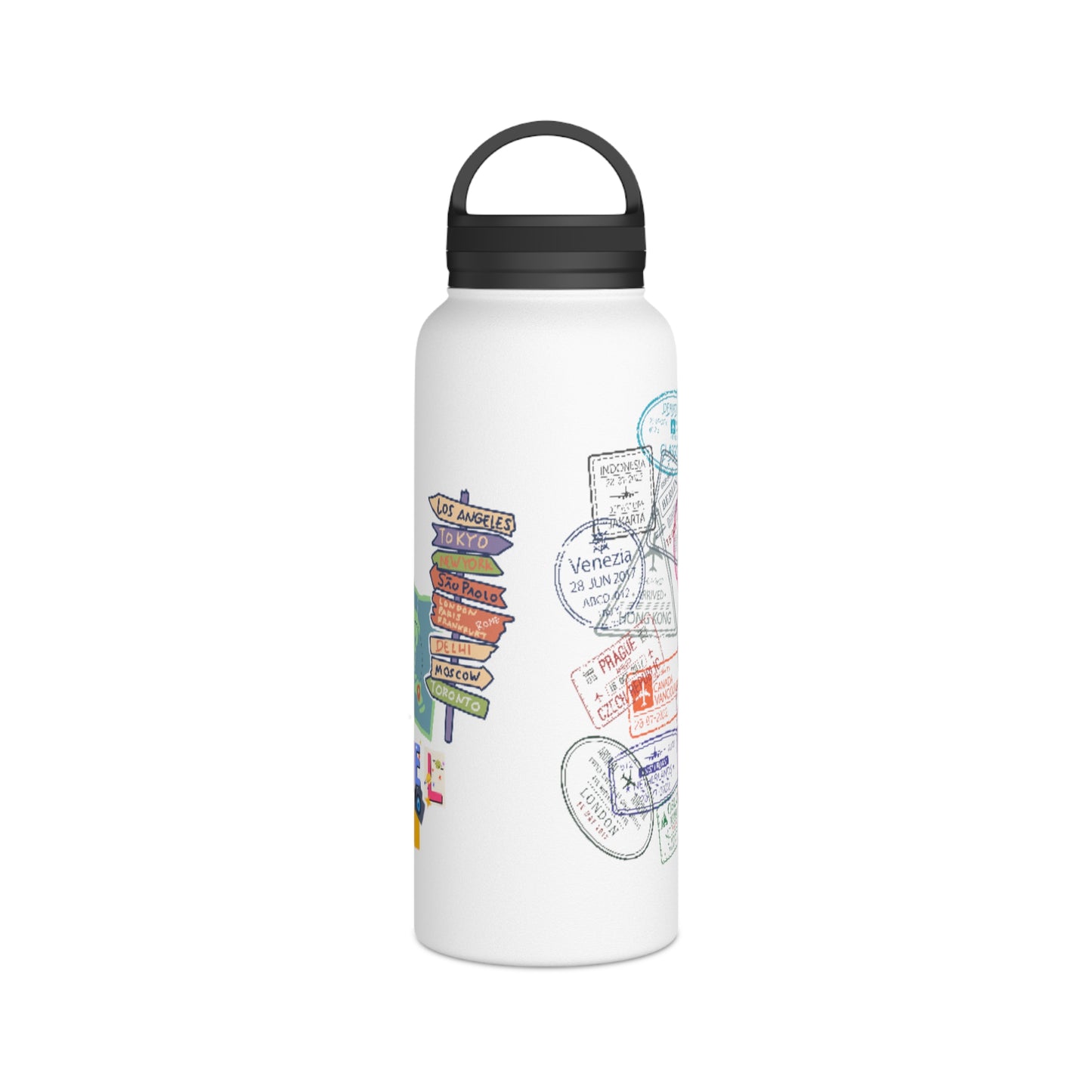 Travel-Inspired Stainless Steel Water Bottle with Handle Lid