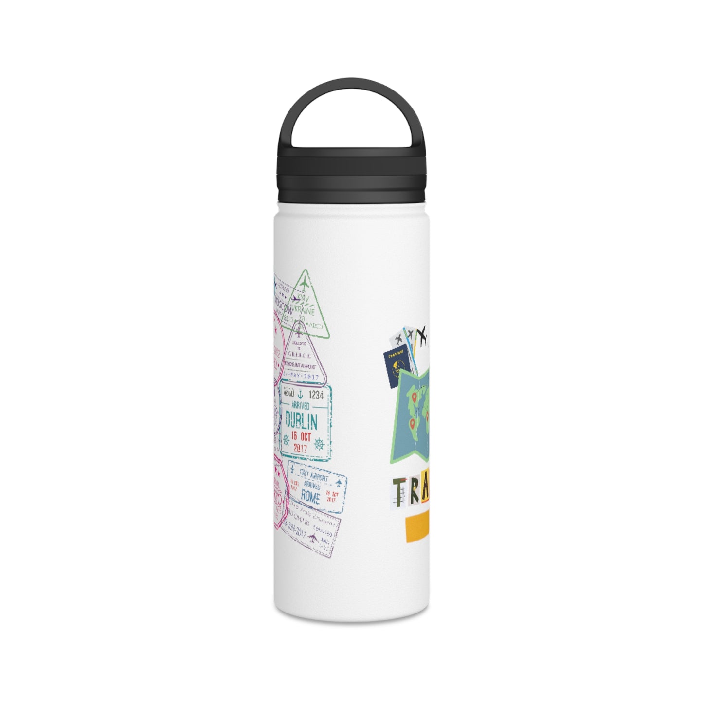 Travel-Inspired Stainless Steel Water Bottle with Handle Lid