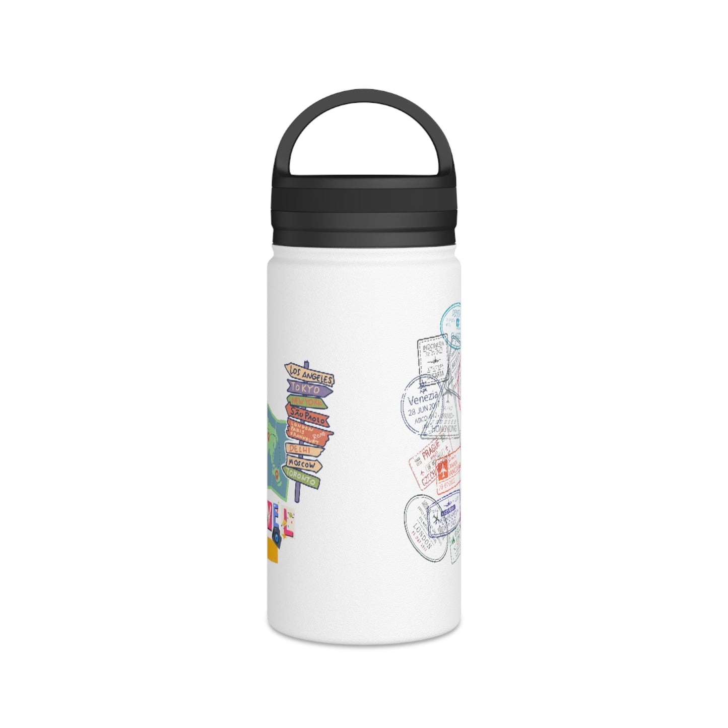 Travel-Inspired Stainless Steel Water Bottle with Handle Lid