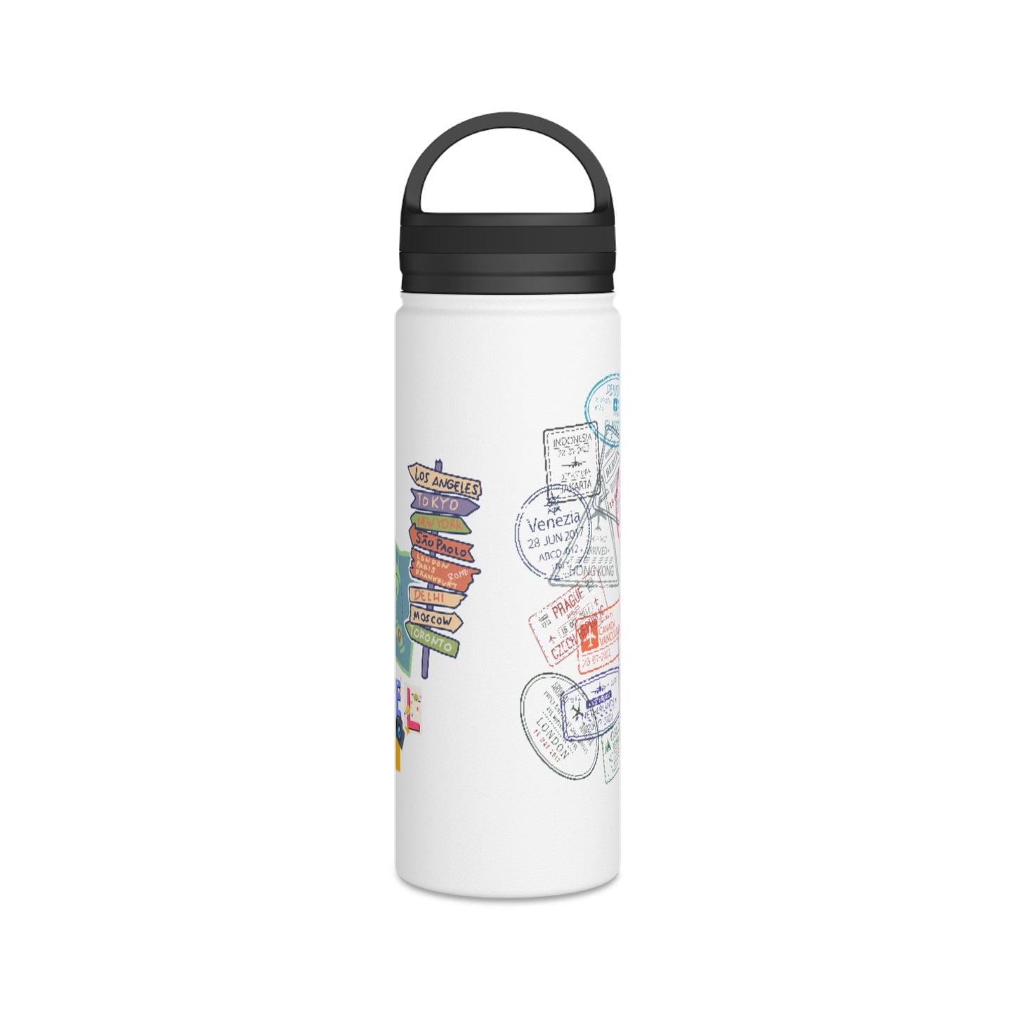 Travel-Inspired Stainless Steel Water Bottle with Handle Lid