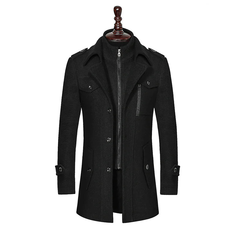 Men's Double Collar Woolen Coat