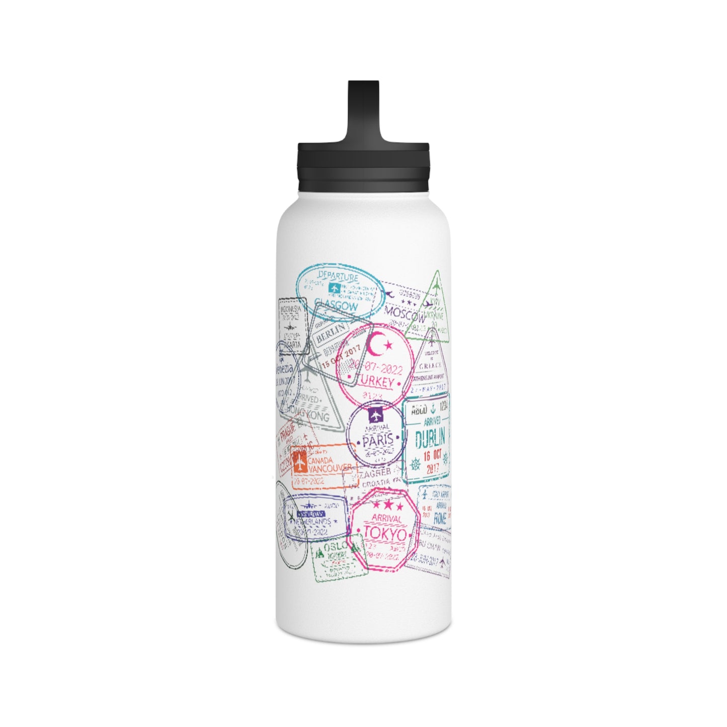 Travel-Inspired Stainless Steel Water Bottle with Handle Lid