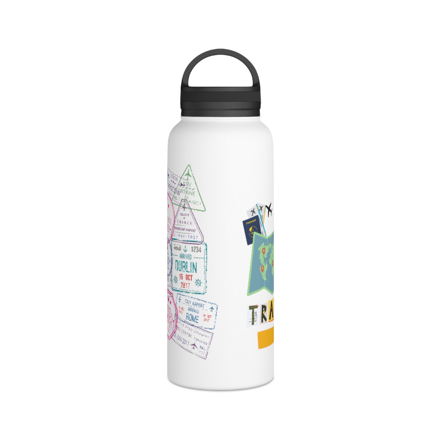 Travel-Inspired Stainless Steel Water Bottle with Handle Lid