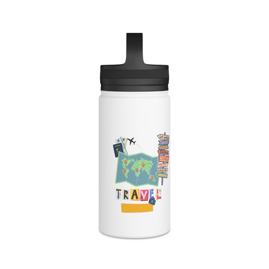 Travel-Inspired Stainless Steel Water Bottle with Handle Lid